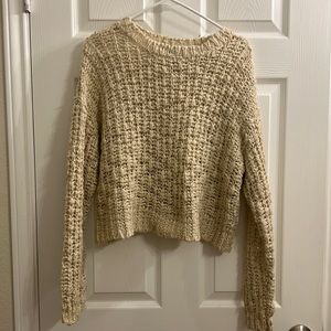 Loosen woven sweater, wide neck